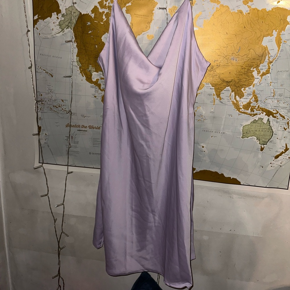 Cowl Neck Lavender Slip Dress